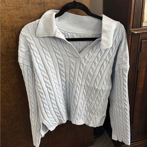 Light Blue Cable Knit Sweater